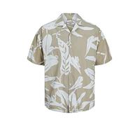 JACK & JONES Jprblatropic Resort Shirt S/S Relax Sn Camisa, Pimienta Blanca/Estampado: ss23, Extra-Large Hombres