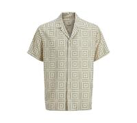 JACK & JONES Jprblulincoln Print S/S Shirt SMU, Leche de Almendra, M Hombres