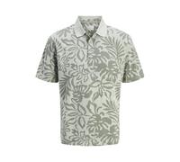 JACK & JONES Jprbluwilliam SS AOP Polo, Aqua Gray, L
