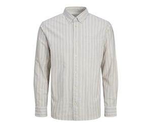 JACK & JONES JprbrookCamiseta Oxford L/S Camisa, Timber Wolf/Stripes:Slim Fit, M para Hombre
