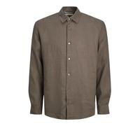 JACK & JONES Jprcclawrence-Camiseta de Lino L/S Sn Camisa de Manga Larga, Falcon/Fit: Relaxed Fit, S para Hombre