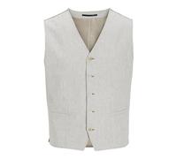 JACK & JONES Jprriviera Linen Waistcoat Chaleco de Traje, Timber Wolf/Checks: Slim Fit, 50 para Hombre
