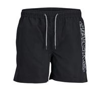 JACK & JONES Jpstfiji Jjswim Double Logo LY Sn Jnr Bañadores Ajustados para Hombre, Negro, 140 para Niños