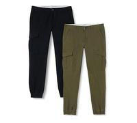 JACK & JONES Jpstmarco Jjjoe Cuffed 2pk MP Pantalones, Negro/Pack: Olive Night, 32W x 32L para Hombre