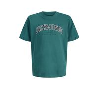 Jack & Jones Junior Camiseta 'JJECaleb' esmeralda / negro / blanco 140 esmeralda / negro / blanco
