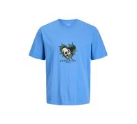 Jack & Jones Junior Camiseta 'JORCATSKILLS SKULL' ecru / azul real / verde / negro 176 ecru / azul real / verde / negro
