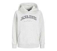 JACK & JONES JUNIOR ECALEB Varsity Sweat Hood SN JNR, Sudadera con Capucha Niños, White Melange/Fit:Loose,