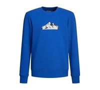 JACK&JONES JUNIOR JCOMOUNTAIN Logo Sweat Crew Neck SN JNR Sudadera, Lapis Blue/Print:Black/Blue Frog/White, 128 para Niños