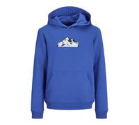 Jack&Jones Junior JCOMOUNTAIN Logo Sweat Hood SN MNI, Sudadera con Capucha Niños, Lapis Blue/Print:Black/Blue Frog/White,