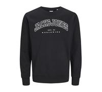 JACK & JONES JUNIOR JJECALEB Varsity Sweat Crew Neck SN Moda juvenil Sudadera, Black/Fit:Loose, 176 para Niños
