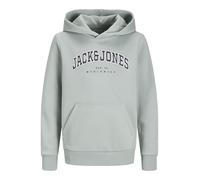 JACK&JONES JUNIOR Jjecaleb Varsity Sweat Hood Noos Jnr Sudadera con Capucha, Iceberg Green/Fit: Suelto, 128 para Niños