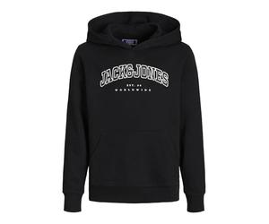 Jack&Jones Junior JJECALEB Varsity Sweat Hood SN JNR, Sudadera con Capucha Niños, Black/Fit:Loose,