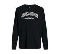 JACK&JONES JUNIOR JJECALEB Varsity tee LS O-Neck JNR, Negro/Ajuste: Suelto, 176 cm