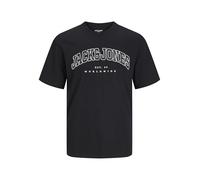 JACK&JONES Junior JJECALEB Varsity tee SS O-Neck SN JNR, Camiseta Niños, Black/Fit:Loose,