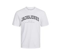 JACK&JONES JUNIOR JJECALEB Varsity tee SS O-Neck SN MNI, Blanco/Ajuste: Suelto, 128