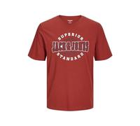 JACK & JONES JUNIOR JJELOGO camiseta SS ONeck 2 Col S Moda juvenil Camiseta, Red Ochre/Print:White + Navy Blazer, 140 para Niños