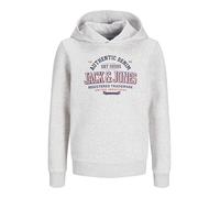 JACK&JONES JUNIOR JJELOGO Sweat Hood 2 Col 24/25 Noos JNR Sudadera con Capucha, White Melange/Print:Navy Blazer + True Red, 164 para Niños