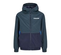 JACK&JONES JUNIOR JJERUSH Blocking Hood Bomber Noos JNR, Chaqueta Bomber Niños, Magical Forest/Detail:Navy Blazer/Nautical Blue Blocking, 152