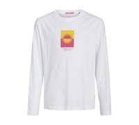 JACK&JONES JUNIOR Jormarbella Branding tee LS Crew N Jnr Camiseta de Manga Larga, Blanco Brillante, 152 para Niños