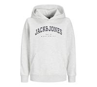 JACK&JONES JUNIOR JJECALEB Varsity Sweat Hood SN JNR, Sudadera con Capucha Niños, White Melange/Fit:Loose,