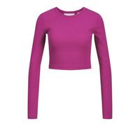 Jack&Jones JXFELINE STR LS Rib tee JRS Noos Camisa Manga Larga, Fuchsia Red, M para Mujer