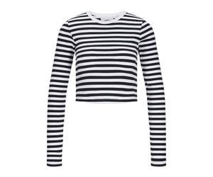 Jack & Jones Jxfeline STR LS Stripe Rib tee JRS Noos, Blanco Brillante/Rayas: Negro, XS