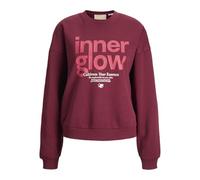JACK & JONES Jxmimi RLX LS Print Crew Swt, Rojo Oscuro, L para Mujer