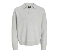 JACK & JONES Knit Split Neck Jcocover-Polo de Punto con Cuello Dividido, Gris Claro, M Hombres