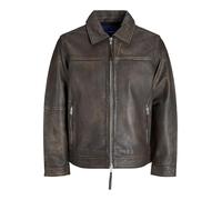 JACK & JONES Leather Jacket Leather Jacket Chocolate Brown M Chocolate Brown M