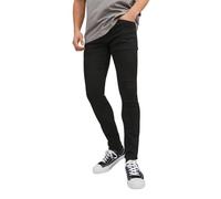JACK & JONES Liam - Pantalones de mezclilla ajustados para hombre, tela elástica de alta preformance para todo el día, cómodos, con cremallera, Negro, 33W / 30L