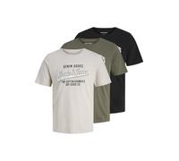 Jack & Jones - Lote de 3 camisetas Ethan para hombre, Verde oliva/Rayo de luna/Negro, M