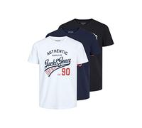 Jack & Jones Male - Camiseta (3 Unidades), Negro, M