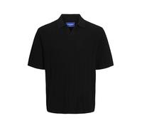JACK & JONES Male Einfarbig Poloshirt Jorvarenna Knit SS Split Neck, Negro, L Hombres