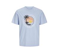 JACK & JONES Male Gedruckt T-Shirt Jjpalm tee SS Crew Neck, Color Azul, M Hombres