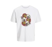 JACK & JONES Camiseta Masculina Impresa Camiseta, Blanco Brillante, S