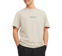 JACK & JONES Male Gedruckt T-Shirt Jorvesterbro tee SS Crew Neck Noos, Moonbeam, XS Hombres