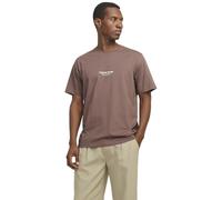 JACK & JONES Camiseta 'JORVesterbro' chocolate / blanco, Talla XL