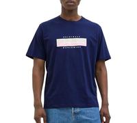 JACK & JONES Male Logo T-Shirt Jorfrederiksberg Box Script tee SS Cn Ln, Ocean Cavern, L Hombres