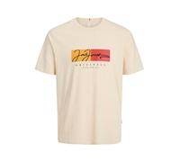 JACK & JONES Male Plus Size Logo T-Shirt Jorfrederiksberg Box tee SS C.N Pls, Blanco Envejecido, 4XL Hombres