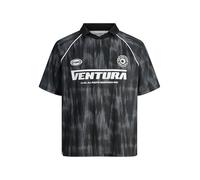JACK & JONES Male Plus Size Poloshirt Jcoretreat AOP Mesh Open Collar Po Pls, Negro, 4XL Hombres