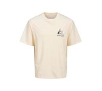 JACK & JONES Male Plus Size T-Shirt Jorbellagio Collage tee SS Crew Ne Pls, Blanco Envejecido, 4XL Hombres
