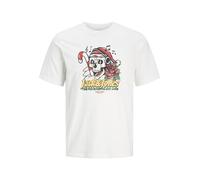 JACK & JONES Male X-mas T-Shirt Camiseta, Blanco Brillante, M para Hombre