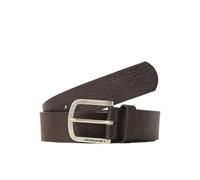 JACK & JONES Men JACHARRY Leather Belt Basic Classic Logo Metal Buckle, Color:Dark Brown, Größe Gürtel:80