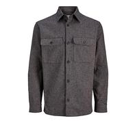 JACK & JONES Overshirt Sn Jprrayle Melange Solid L/S-Camiseta de Manga Corta, Negro, M Hombres