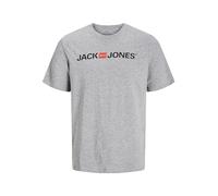 Jack & Jones Pack de 2 Camisetas de tamaño Grande con Cuello Redondo con impresión de Logotipo de Gran tamaño, Gris (Light Grey Melange Detail:Slim Fit - Melange), XS