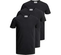 Jack & Jones 12167630 - Juego de 3 camisetas básicas para hombre con cuello redondo, corte ajustado, color blanco, negro, azul y gris 3 unidades de color negro. XL
