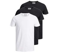 JACK & JONES Pack de 3 camisetas básicas para hombre con cuello redondo monocolor, corte ajustado, en blanco, negro, azul, gris, 12167630, Pack de 3 colores Mix 2, M