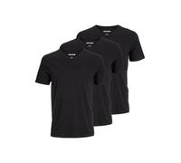 JACK & JONES Pack de 3 camisetas para hombre de color liso - Camiseta para hombre con cuello en V y corte regular - Conjunto de camiseta de mezcla de algodón, cómodo y fácil de limpiar, Negro , XXL