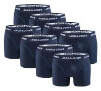 JACK & JONES Pack de 8 calzoncillos tipo bóxer de algodón para hombre, ajustados, cintura elástica, azul marino, L