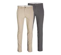 JACK & JONES Pantalones Chinos para Hombre, 2 Unidades, Corte Ajustado, Pantalones Chinos, Vajilla, 33W / 34L